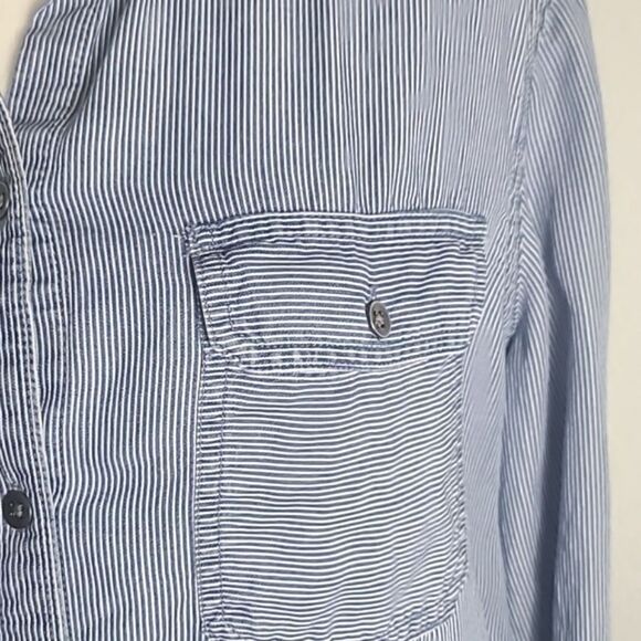 Chaps Blue & White Pinstripe Buttondown Shirt, Size XL - Picture 4 of 10